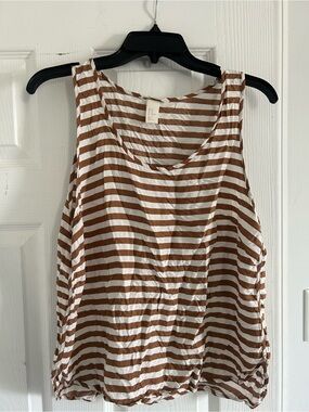 H&M Brown and White Striped Sleeveless Top